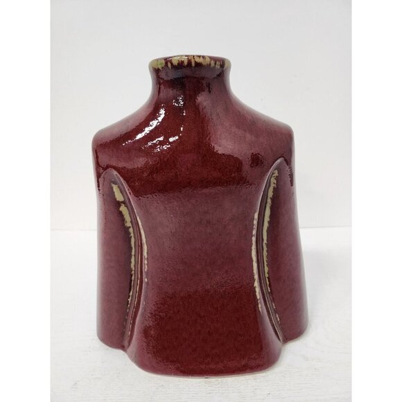 Vintage Japanese Asian Jacket Large Ceramic Figural Vase Red Mid Century Modern - Picture 7 of 12